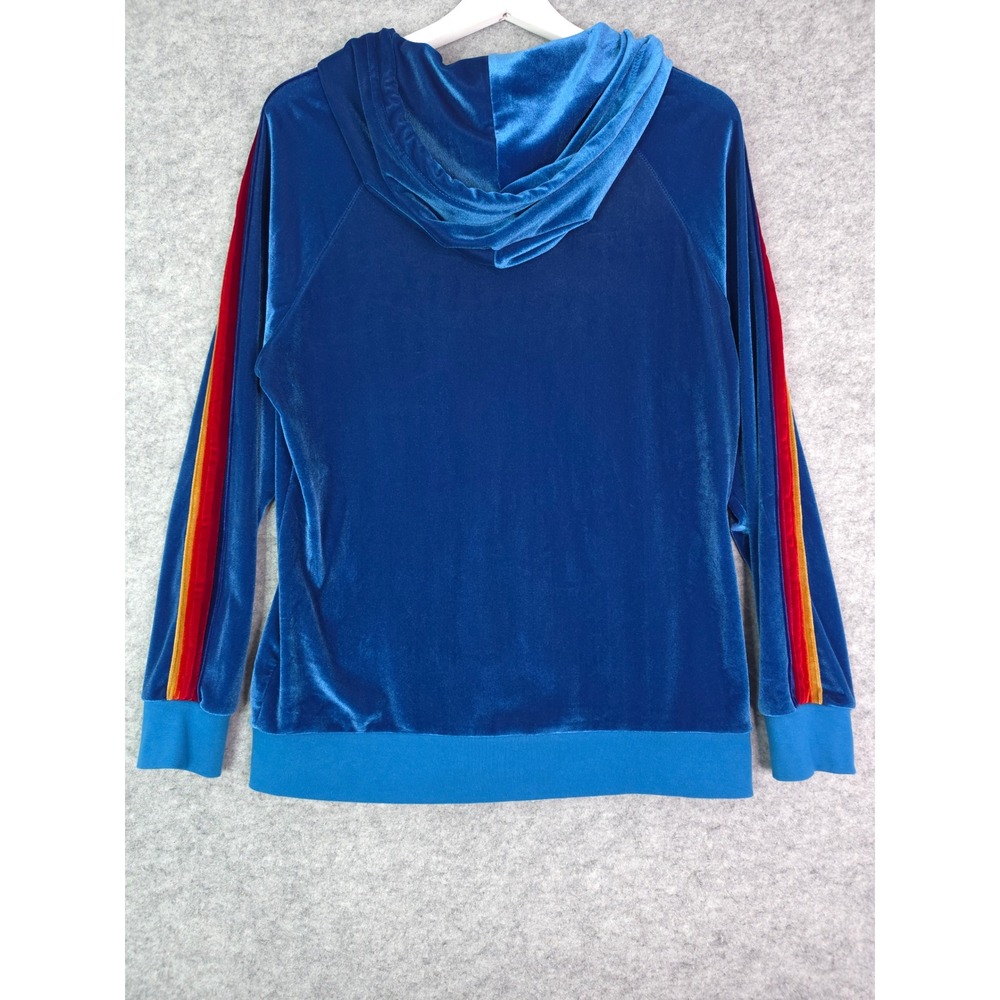 Aviator Nation Classic Velvet 5-Stripe Hoodie Women Large Vintage Blue Zip Up - Picture 3 of 7